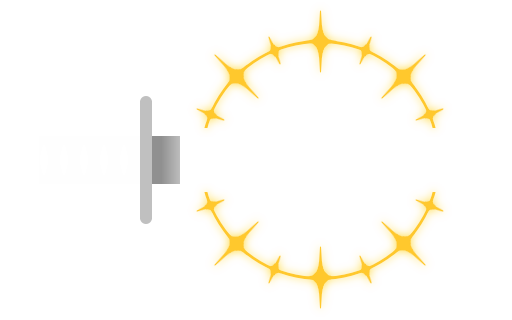 a white tanto knife with a blade framed by two white crescent moons. one is pointed up, the other pointed down. all are surrounded by a glowing golden ring of stars